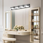 Ralbay Modern Black Vanity Light for Bathroom 4-Light 30inch Matte Black Modern LED Acrylic Bathroom Wall Lighting Fixtures Over Mirror