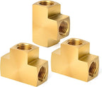 GASHER 5 Pcs Brass Barstock Tee, 1/4" x 1/4" x 1/4" NPT Female Pipe Fittings
