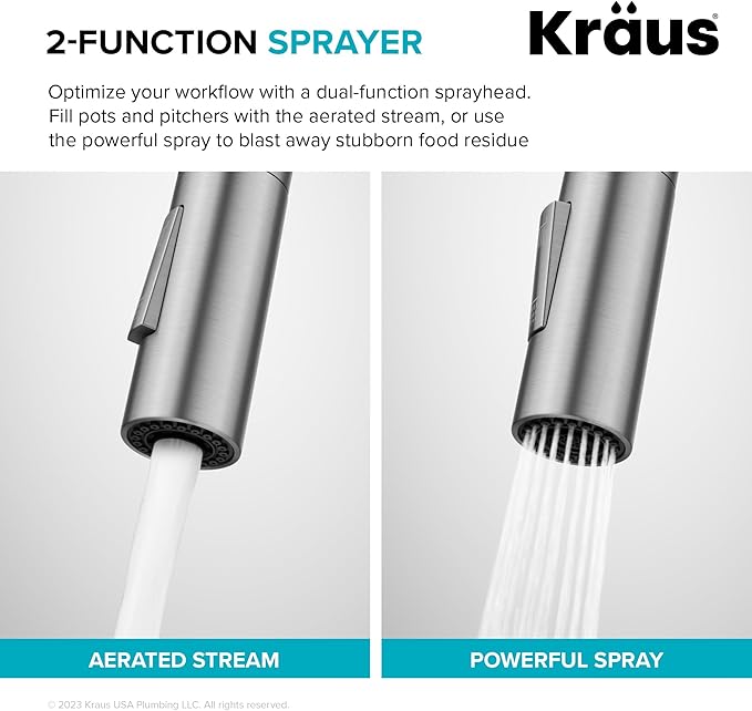 KRAUS Oletto Touchless Sensor Pull-Down Single Handle Kitchen Faucet in Spot-Free Stainless Steel, KSF-2830SFS