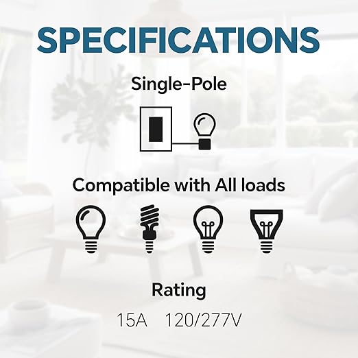 ThunderWay Matte Black Single Pole Decorator Wall Light Switch, Decorative Paddle Rocker Switch Replacement, 15A 120/277V, UL Listed for Residential Grade Applications, 10 Pack