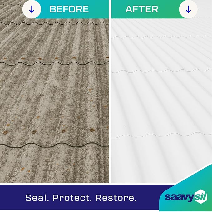 Pure Silicone Roof Coating & Leak Repair, No Primer Needed, One Coat, Self-Leveling, 1-Hour Rain Ready, Waterproof & UV Resistant for RV, Metal, Concrete & Flat Roofs -1 Gallon White