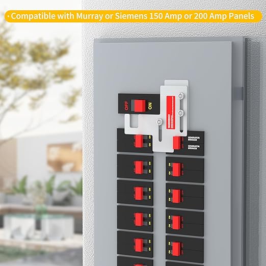 Generator Interlock Kit Compatible with Siemens or Murray 150 Amp or 200 Amp Panels, Interlock Kit with 7/8 to 1 1/4 Inch Spacing Between Main and Branch Breaker