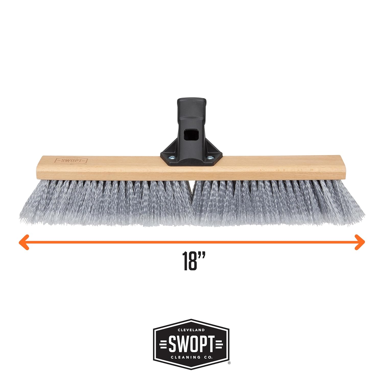 SWOPT 18” Premium Multi-Surface Push Broom Head — Indoor and Outdoor Push Broom — Cleaning Head Interchangeable with All SWOPT Cleaning Products for More Efficient Cleaning and Storage