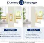 EHOMEWARE 6 Pack Satin Brass Dummy Door Handle, Gold Interior Door Lever for Pull or Push Only, Heavy Duty Single Sided Door Handles for French or Closet Doors