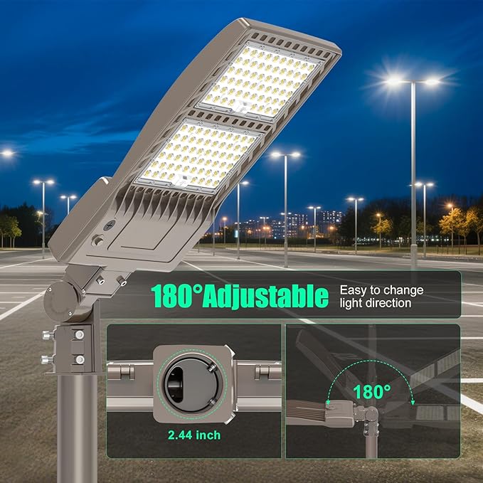 BBESTLED 480V 400W 320W 240W LED Parking lot Light with Dusk to Dawn Photocell, Pole Mount 56000LM IP65 5000K 277-480VAC Input, 400 Watt LED Flood Light, Outdoor Commercial Parking Shoebox Lights