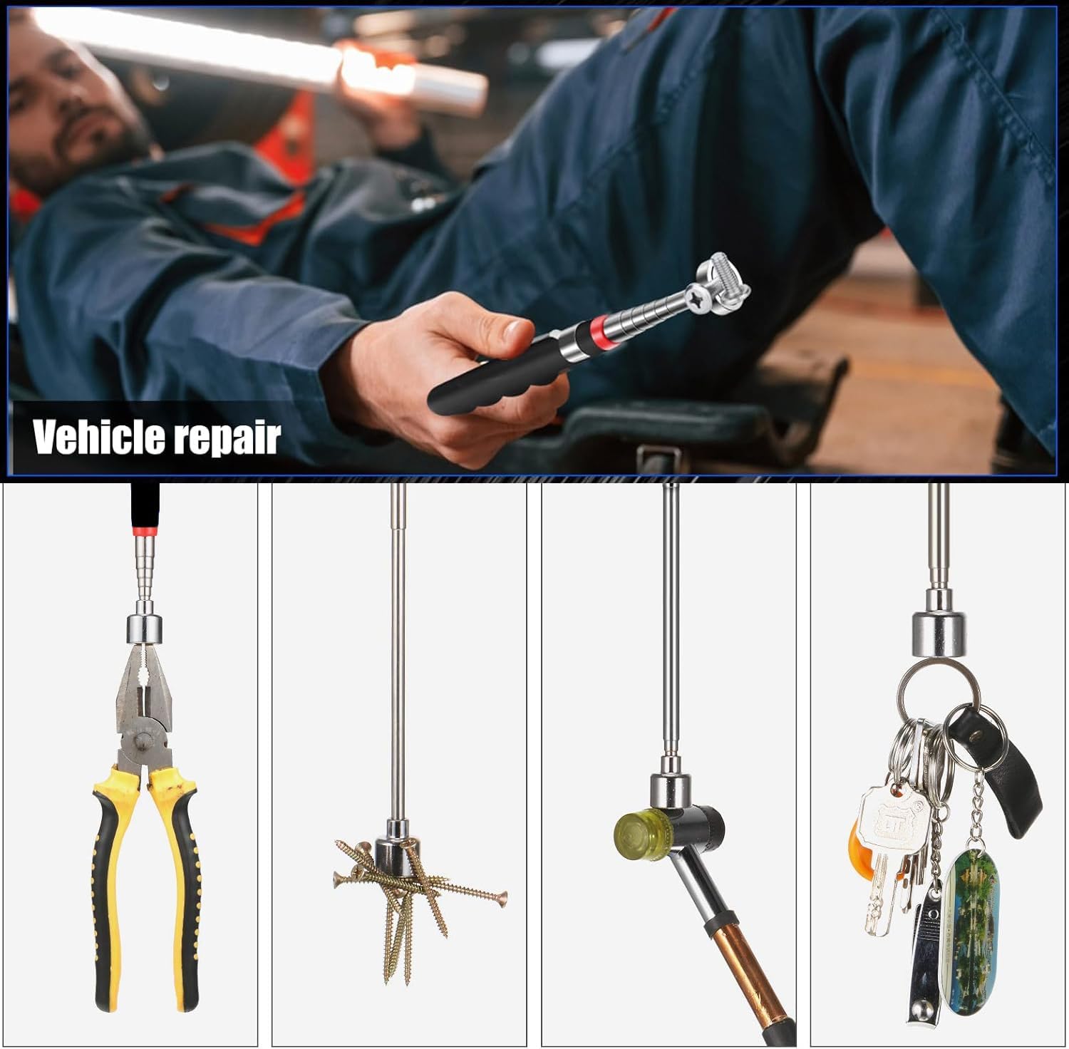 Magnetic Pickup Tool and Grabber Set, 35-inch Flexible Claw, 30-inch Telescoping Magnet with 20lb Pull Force