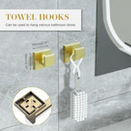 Bathroom Accessory Towel Bar Set: 5 Pieces Gold Bathroom Hardware Square SUS304 Stainless Steel - Wall Mounted Towel Rack&Toilet Paper Holder&Towel Ring and Towel Hook