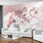 Rose Leaves Oil Painting Wallpaper, Large Wall Background Mural for Bedroom and Living Room(Non-self-Adhesive)