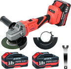 Angle Grinder, Cordless Grinder with 2 × 5.0Ah Batteries, 10000RPM Battery Powered Grinder, 3 Speed Angle Grinder Tool, Cordless Grinder with Battery and Charger for Cutting Shaping Grinding Polishing