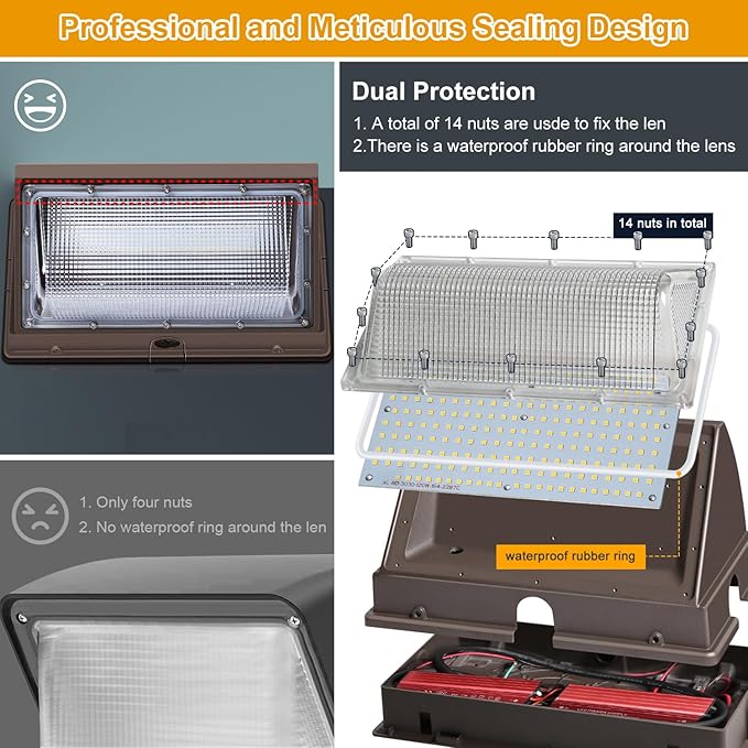 120W LED Wall Pack Light,18000LM 5000K LED Security Flood Lighting 110V-277V Commercial and Building IP65 Waterproof Outdoor Wall Mount Exterior Light for Garage Warehouses Yard 6 Pack