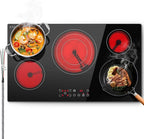 SNDOAS 36 inch Electric Cooktop,5 Burners 9000W Built-in Glass Ceramic Electric Stove Top w/Touch Control,9 Power Levels,Child Lock,Triple-Ring Zone,240V Hardwired for Kitchen Countertop 36"