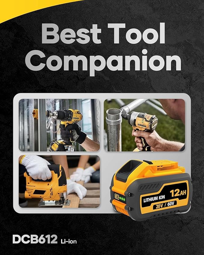 60V Battery 12ah Replacement for Dewalt Batteries 60 Volt DCB606 DCB609 DCB612 4 Pack, Compatible with Dewalt 20V 60V Cordless Power Tools