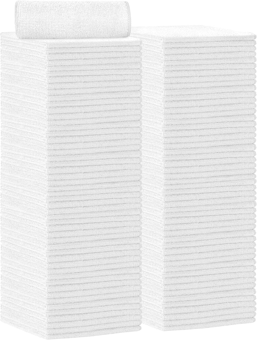 AIDEA Microfiber Cleaning Cloth 100PK, Soft Microfiber Towels for Cars, Absorbent Cleaning Rags, Lint-Free Streak-Free Wash Cloths for House, Kitchen, Window(12inx12in), White