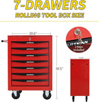7-Drawer Steel Rolling Tool Cart with Wheels & Handle, Heavy-Duty Tool Chest Storage Cabinet for Garage and Workshop