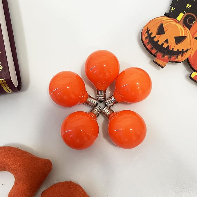 SUNSGNE G40 Orange Incandescent Replacement Light Bulbs, 25 Pack Globe Light Bulbs for E12 Outdoor String Lights, C7/E12 Candelabra Base, 5 Watt, Orange