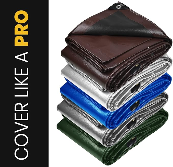 PROTARP Extra Heavy Duty 16 Mil Tarp Cover, Waterproof, UV Resistant, Rip and Tear Proof, Poly Tarpaulin with Reinforced Edges for Roof, Camping, Patio, Pool, Boat. (Black 30′ X 70′)