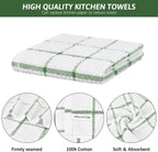 Nialnant 8 Pack Dish Cloths for Washing Dishes, 100% Cotton Reusable Cleaning Rag, Quick Drying Dish Towels for Kitchen,12x12 Inches,Green