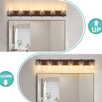 6-Light Bathroom Light Fixtures Modern ORB Vanity Lights for Bathroom Lighting Fixtures Over Mirror with Clear Glass Shade for Cabinet Mirror Bedroom Hallway