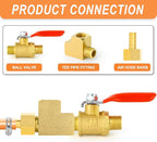 GASHER 1 Pcs Brass Tee Fitting, 1/4" FNPT x 1/4" FNPTx 1/4" MNPT Pipe Fittings