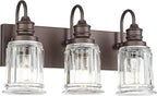 3 Light Bathroom Vanity Light - HWH Bathroom Lights Over Mirror Farmhouse Vanity Sconce Wall Lighting with Bell-Shaped Clear Glass, Oil-Rubbed Bronze Finish, 5HZG106B-3W ORB