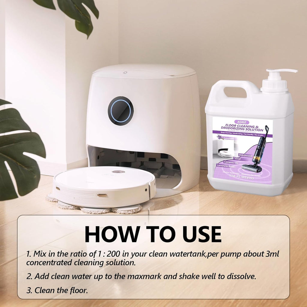 170 FL OZ Floor Cleaning Solution,Floor Cleaner for Mopping with Tineco,Deep Cleaning &Deodorizing for Roborock,Compatible with Saros Series,S8/S7 Series,Q Revo/Q Series,iFLOOR Series Wet Dry Vacuum