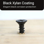 Bolt Dropper No. 8 x 2'' Black Screws, Xylan Coated Stainless Flat Head Phillips Wood Screw Deep Cut (25 Pack), 18-8 (304) Stainless Steel Anti Corrosion