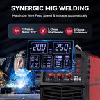 ARCCAPTAIN 250A MIG Welder, 110V 220V Gas MIG/Gasless MIG/Stick/Lift TIG/Spool Gun/Spot 6 in 1 Welding Machine Aluminum Welding Machine Professional Welder Machine with Large LED Display