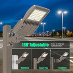 BBESTLED 200 Watts Outdoor LED Lights for Parking Lot Commercial, LED Parking lot Lights Adjustable Wattage Arm Mount Industrial UL DLC Listed 30000LM IP65 5000K 100-277VAC, LED Shoebox Pole Light