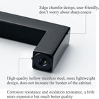 10 Pack Black Kitchen Cabinet Handles 10 Inch Matt Black Stainless Steel Square Cabinet Pulls Furniture Dresser Wardrobe Handles Modern Cabinet Hardware