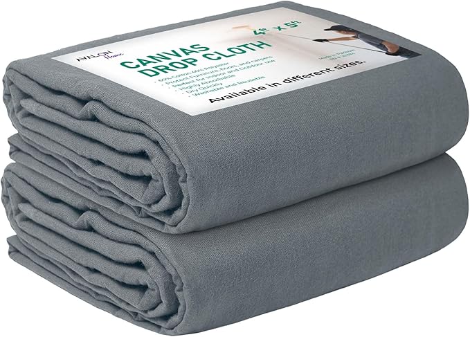 Canvas Drop Cloth for Painting 4x5 feet Pack of 2-8oz Painters Drop Cloths for Painting - All Purpose Canvas Tarps for Floor & Furniture Protection - Recycled Cotton Fabric