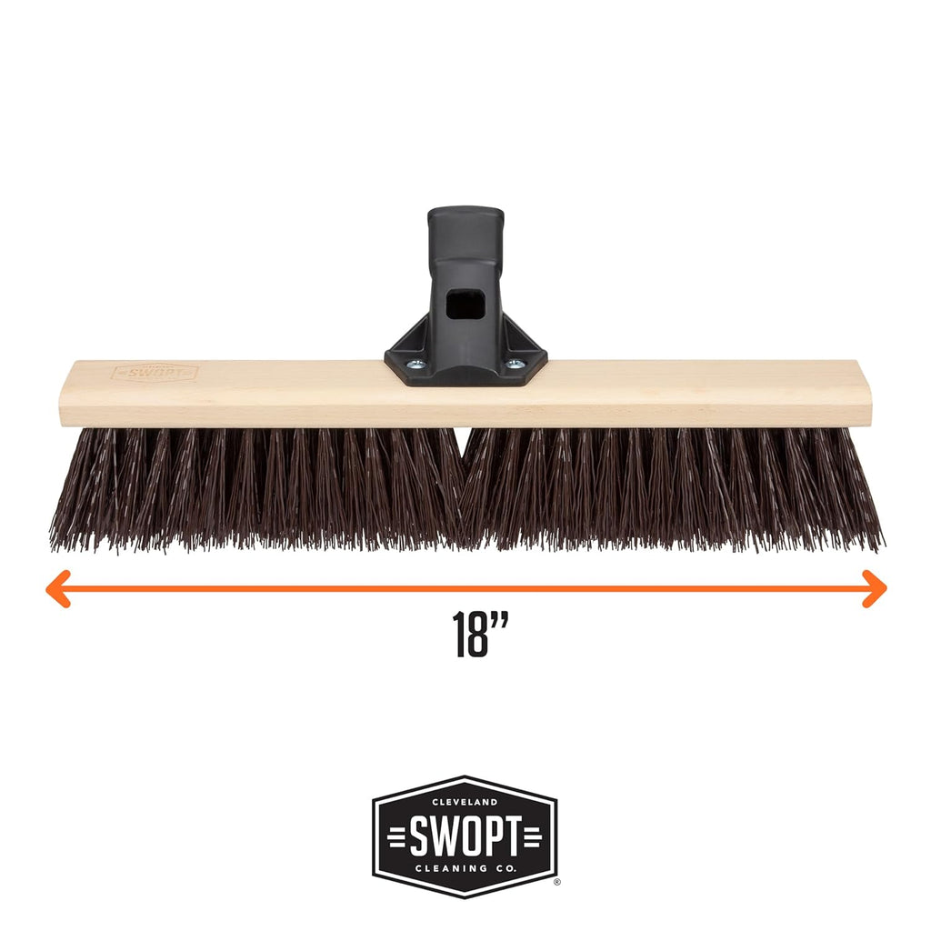 SWOPT 18" Premium Rough Surface Push Broom Head - Outdoor Broom for Driveways, Sidewalks, Patios - Interchangeable With All SWOPT Products for Efficient Cleaning & Storage