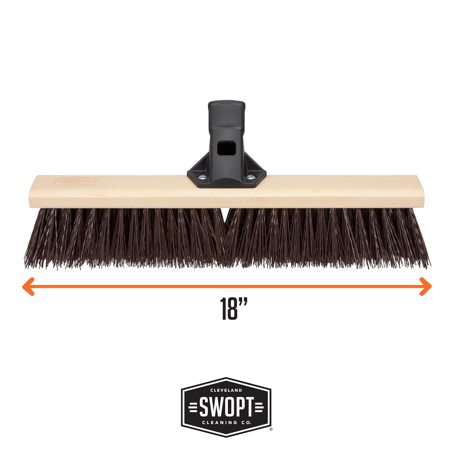 SWOPT 18" Premium Rough Surface Push Broom Head - Outdoor Broom for Driveways, Sidewalks, Patios - Interchangeable With All SWOPT Products for Efficient Cleaning & Storage