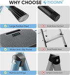 TICONN 4 Step Ladder, Heavy Duty Foldable Step Stool, Portable Steel Folding Stool for Household Garage Storage (Blue)