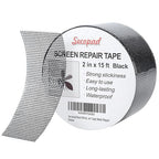 Black Window Screen Repair Tape, 2 in X 15 FT (180IN) Screen Repair Kit for Windows or Doors, Strong Adhesive Screen Patch Fiberglass Screen Tape Mesh Repair