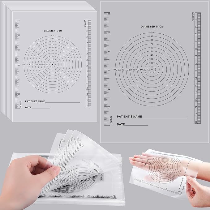 300 Pack Wound Measurement Tools Measuring Bullseye Guide Medical Wound Ruler Soft Flexible Measure Guide for Nurses Patient