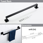 BAGNOLUX Matte Black Bathroom Accessories Set 4 Pieces, Bathroom Towel Holder Set Stainless Steel, Black Towel Bar Towel Racks for Bathroom Wall Mounted, Square Bathroom Hardware Set Heavy Duty
