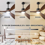 60" Smart Ceiling Fan with Lights,Outdoor Ceiling Fan Work with Alexa/Gg/App/Remote,3-Color Light Dimmable 6-Speed Quiet Reversible for Patio Porch Living Room,Dark Walnut