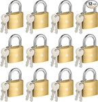 HOX 12-Pack Keyed Padlock, Waterproof and Rustproof, Solid Brass Lock with 1-1/4" Wide Body, Padlock with Keys for Storage Unit, Sheds, Garages and Fence