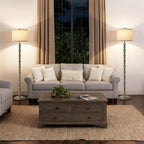 62" Floor Lamps for Living Room,3 Color Temperature Retro Standing Lamp, Vintage Farmhouse Floor Lamp with Rotary Switch, Rustic Resin Tall Lamps for Living Room, Bedroom, Office, Corner(Light Gray)