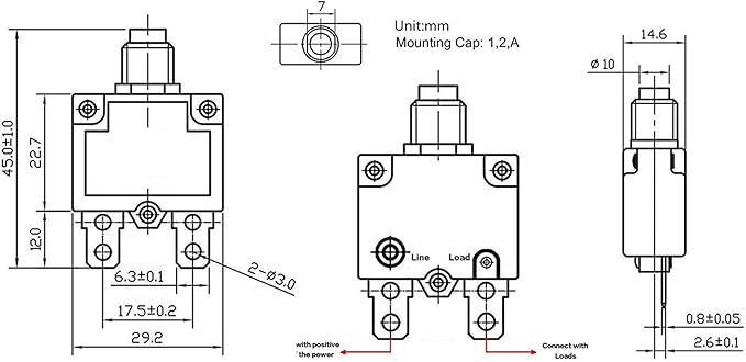 5PCS 30Amp Circuit Breakers with Manual Reset 32VDC,AC125-250V with Quick Connect Terminals