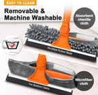 Professional Window Squeegee Cleaner, 2 in 1 Shower Squeegee with Extension Pole, 65”Telescopic Window Washing Equipment with 180°Adjustable Head, Glass Cleaning Tools for Outdoor High Window