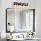 GoYeel Bathroom Light Fixtures Over Mirror, Matte Black Vanity Light 4 Light Wall Sconce Lighting Indoor Farmhouse Bathroom Lamp with Clear Glass Shade for Bedroom Living Room Hallway Kitchen