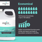 Zogics Enzyme Enriched Floor Cleaner & Deodorizer Concentrate, 128 oz - Makes up to 128 Gallons