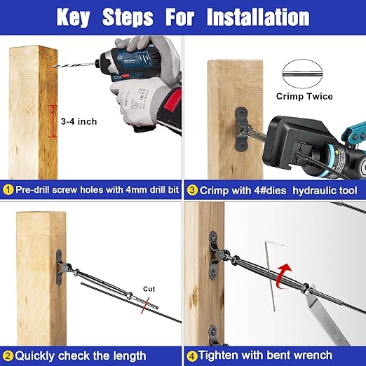 10-Pack Cable Railing Kit T316 Stainless Steel Adjustable Angle Cable Railing Hardware for Wood Posts, Black