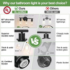 3-Light Bathroom Light Fixtures, 17.23" Black Modern Vanity Lights with Clear Glass Shade, Bathroom Wall Lamp for Mirror Kitchen Living Room Hallway Cabinet Porch