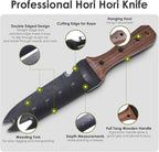 Hori Hori Garden Knife, Garden Tools with Sheath for Weeding,Planting,Digging, 7" Stainless Steel Blade with Cutting Edge, Full-Tang walnut Wood Handle with Hanging Hole