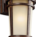Kichler Atwood 11" Outdoor Wall Light with Light Umber Mist Glass and Brown Stone, 1-Light Exterior Wall Sconce, (11" H x 6" W), 49071BST, White