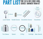 Replacement for Delta Classic 13 Series Single-Function Trim Kit, T13020 Chrome Shower Handle, Fit Delta Shower Valve R10000 Series (2 Style of Cartridge Included)