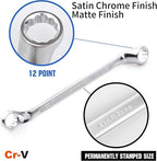 Metric Wrench Set 9 PC 6-24mm Wrench Sets 75-Degree Double Offset Box End Spanner Wrench Set CR-V Steel with Rolling Pouch