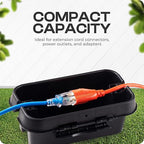 SockitBox – The Original Weatherproof Connection Box – Indoor & Outdoor Electrical Power Cord Enclosure for Timers, Extension Cables, Holiday Lights, Power Tools, Fountains & More – Size Small – Black